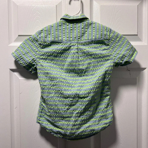 Mini Boden Button Down Size 5-6 Years Green Striped - Picture 3 of 3
